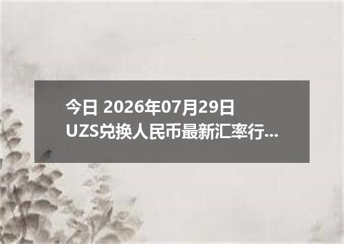 今日 2026年07月29日 UZS兑换人民币最新汇率行情