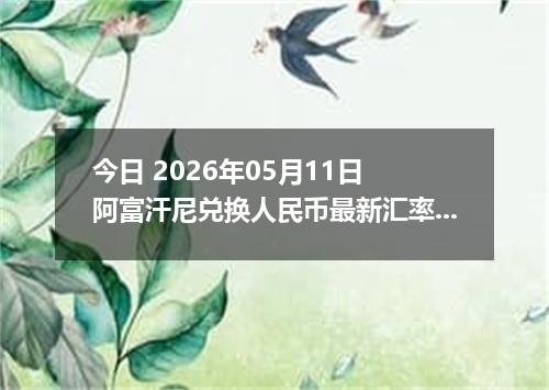 今日 2026年05月11日 阿富汗尼兑换人民币最新汇率行情